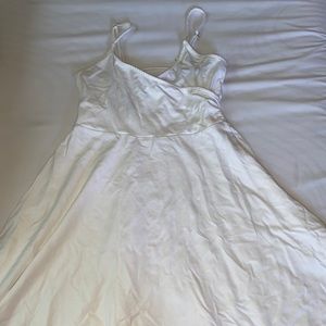 White low cut V- neck dress